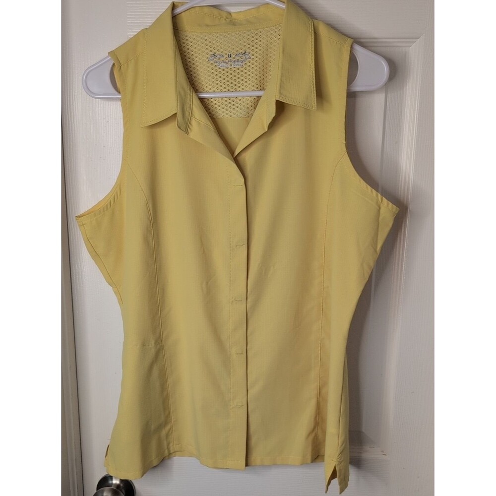 Royal Robbins Sleeveless Button-Down Shirt in Pale Yellow Size L